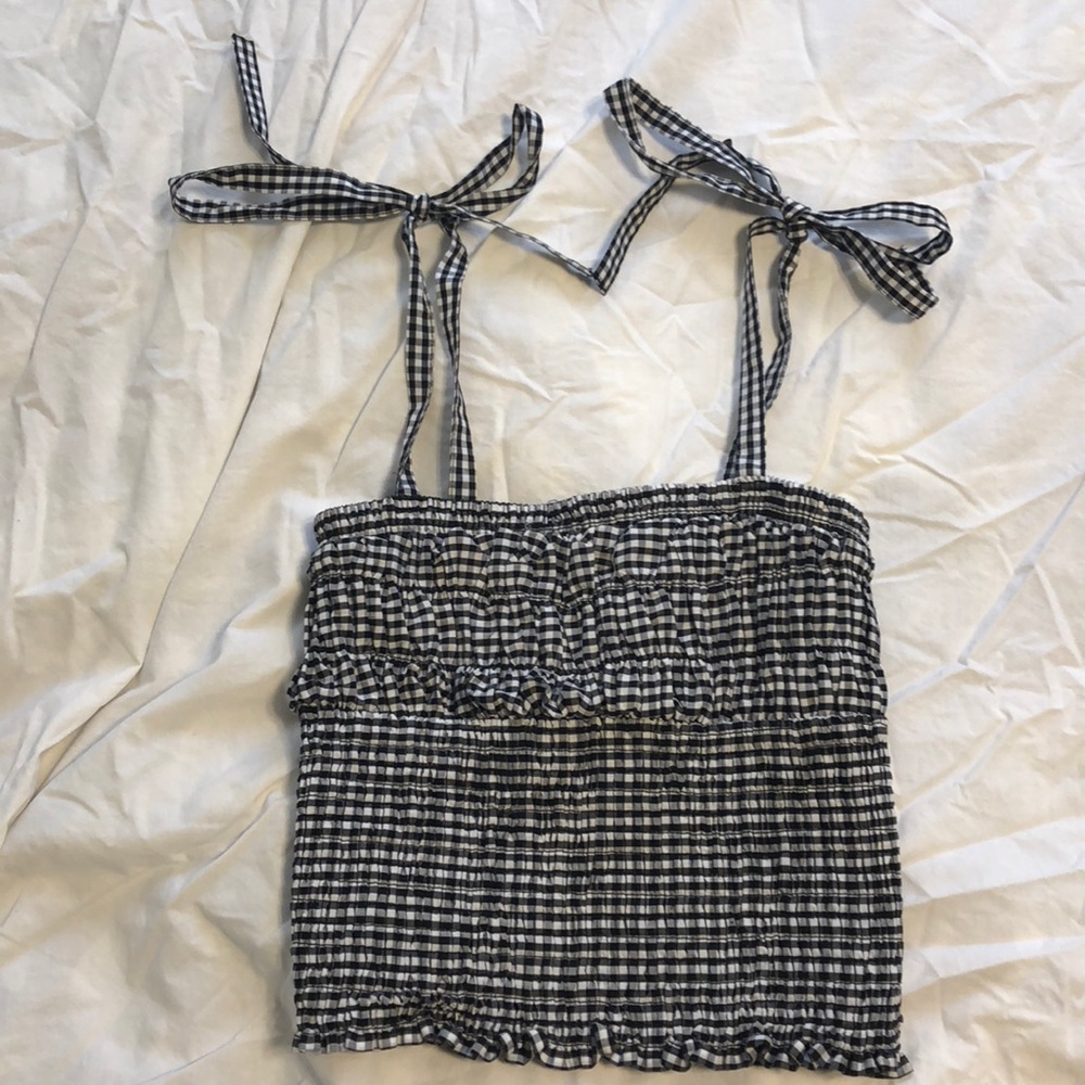 Gingham crop, tie straps